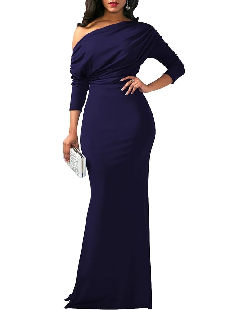 Women’s Bodycon Formal Maxi Dresses Elegant Sleeveles Evening Party Long Dress 5523-navy Blue $26.21 Dresses