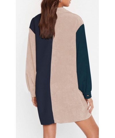 Womens Corduroy Colorblock Button Down Shirt Dress Casual Long Sleeve Oversized Tunic Blouses 1 Colorblock $25.29 Tops