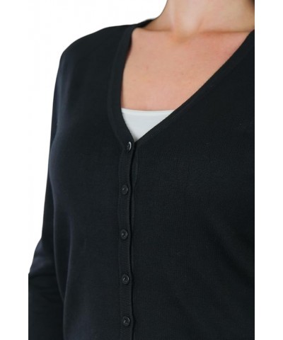 Women's Long Sleeve Button Down V-Neck Cardigan Classic Style - Black $14.22 Sweaters