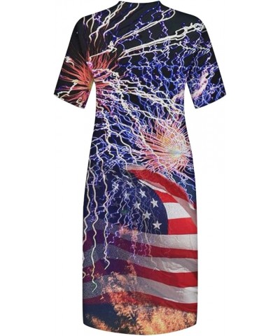 4Th of July Dress Women 2023 Plus Size American Flag Printed V-Neck Short Sleeve T Shirt Dress with Pockets Patriotic Outfits...