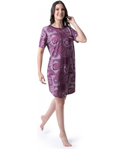 Women's Short Sleeve Crewneck Pocket Sleepshirt Paisley $9.54 Sleep & Lounge