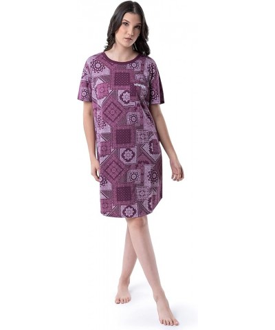 Women's Short Sleeve Crewneck Pocket Sleepshirt Paisley $9.54 Sleep & Lounge