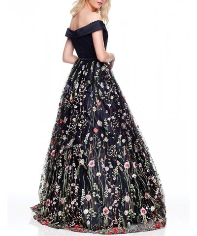 Illusion Tulle Floral Formal Evening Party Dresses for Women Lace Embroidery Maxi Dress Black6 $49.21 Dresses