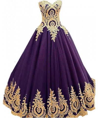 Women's Ball Gowns Gold Lace Appplique Dress Grape Style3 $11.14 Dresses