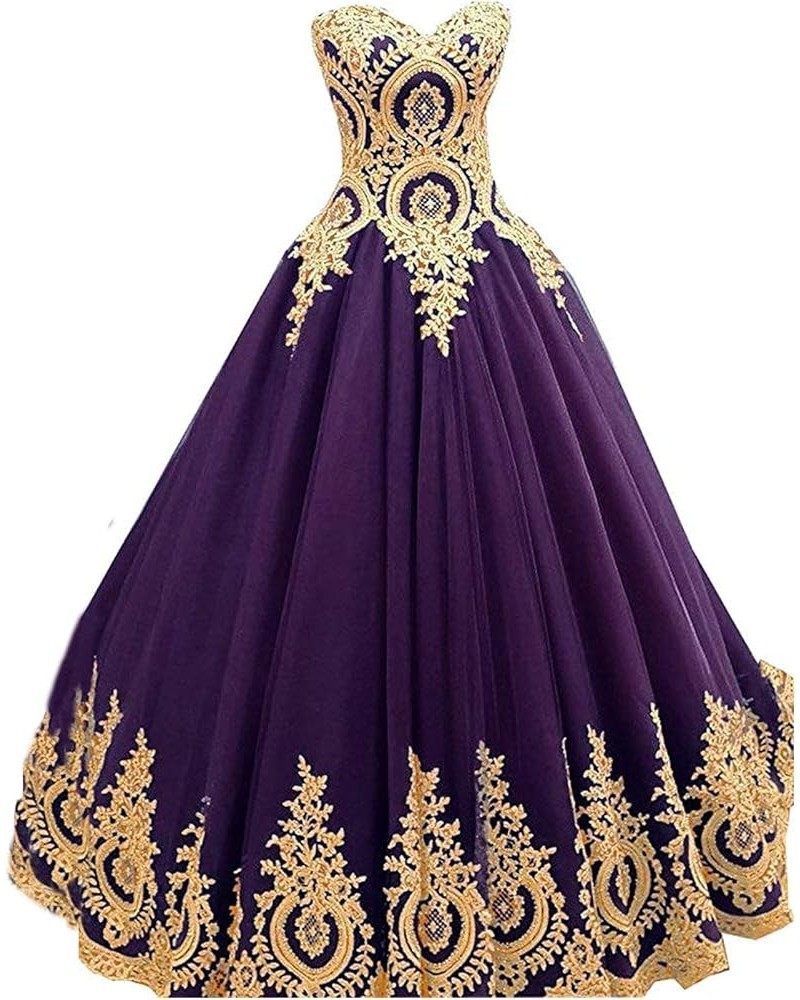 Women's Ball Gowns Gold Lace Appplique Dress Grape Style3 $11.14 Dresses