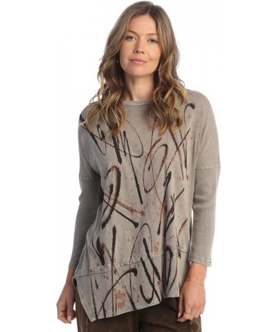 Women's Mineral Washed Cotton Dolman Sleeve Cotton Tunic Creativo Slate $38.88 Tops