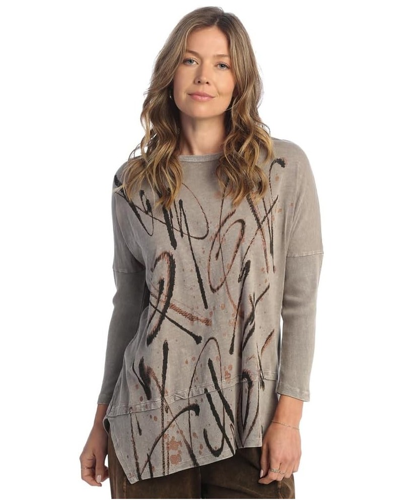 Women's Mineral Washed Cotton Dolman Sleeve Cotton Tunic Creativo Slate $38.88 Tops