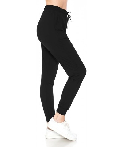 Women's Relaxed-fit Jogger Track Cuff Sweatpants with Pockets for Yoga, Workout Black $8.82 Pants