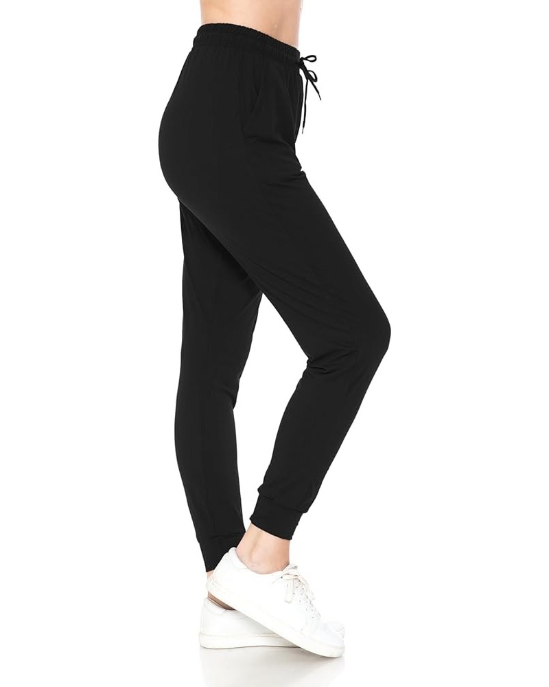 Women's Relaxed-fit Jogger Track Cuff Sweatpants with Pockets for Yoga, Workout Black $8.82 Pants