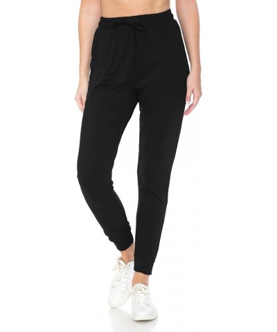 Women's Relaxed-fit Jogger Track Cuff Sweatpants with Pockets for Yoga, Workout Black $8.82 Pants