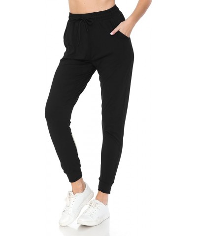 Women's Relaxed-fit Jogger Track Cuff Sweatpants with Pockets for Yoga, Workout Black $8.82 Pants