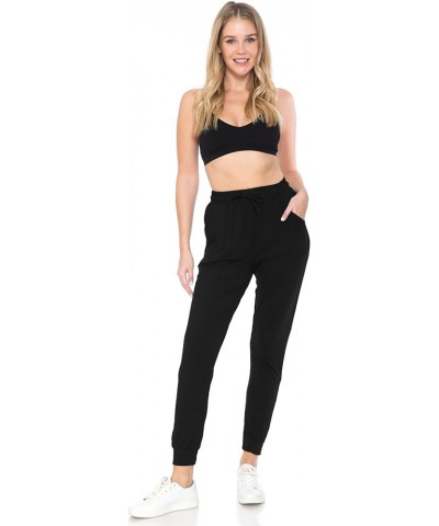 Women's Relaxed-fit Jogger Track Cuff Sweatpants with Pockets for Yoga, Workout Black $8.82 Pants