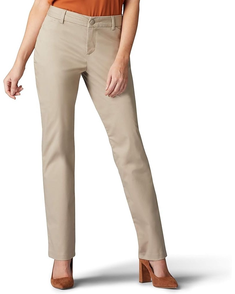 Women's Wrinkle Free Relaxed Fit Straight Leg Pant Flax $15.96 Pants