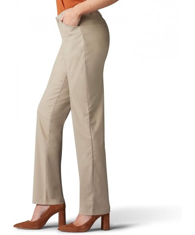 Women's Wrinkle Free Relaxed Fit Straight Leg Pant Flax $15.96 Pants