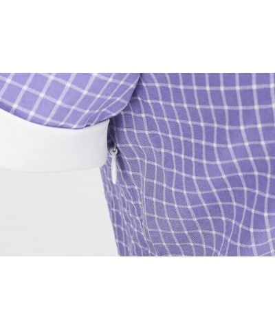 Women's Button-up Belt Swing Flare 1950s Vintage Shirt Blazer Dress Purple Check $15.33 Dresses