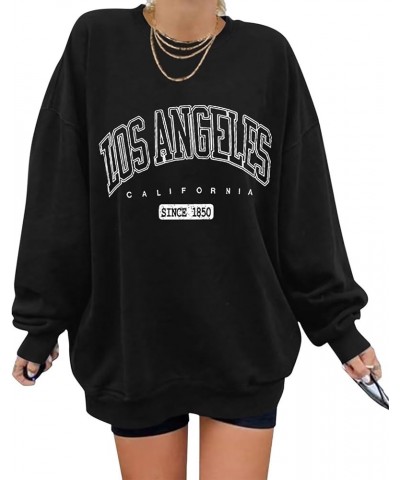 Oversized Graphic Sweatshirt for Women Long Sleeve Crewneck Pullover Casual Fall Hoodie Tops 2024 Los Angeles Black $19.03 Ho...