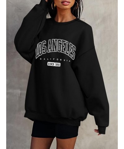 Oversized Graphic Sweatshirt for Women Long Sleeve Crewneck Pullover Casual Fall Hoodie Tops 2024 Los Angeles Black $19.03 Ho...