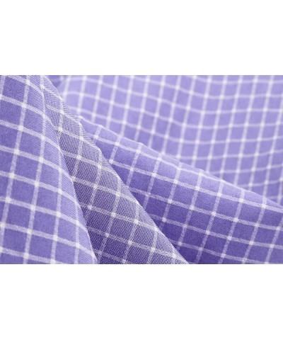 Women's Button-up Belt Swing Flare 1950s Vintage Shirt Blazer Dress Purple Check $15.33 Dresses