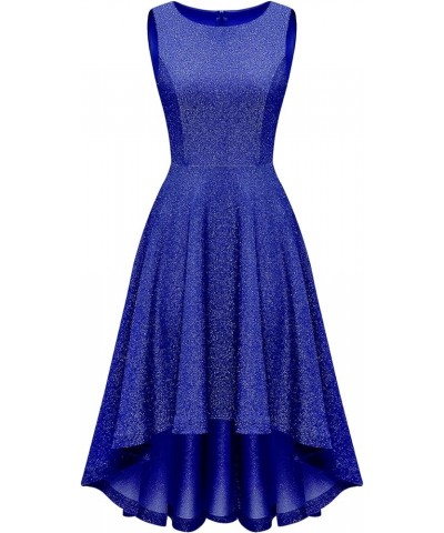 Women Summer Sleeveless Glitter Swing Dresses Cocktail Party Prom Formal Midi Dress Royal Blue $19.35 Dresses