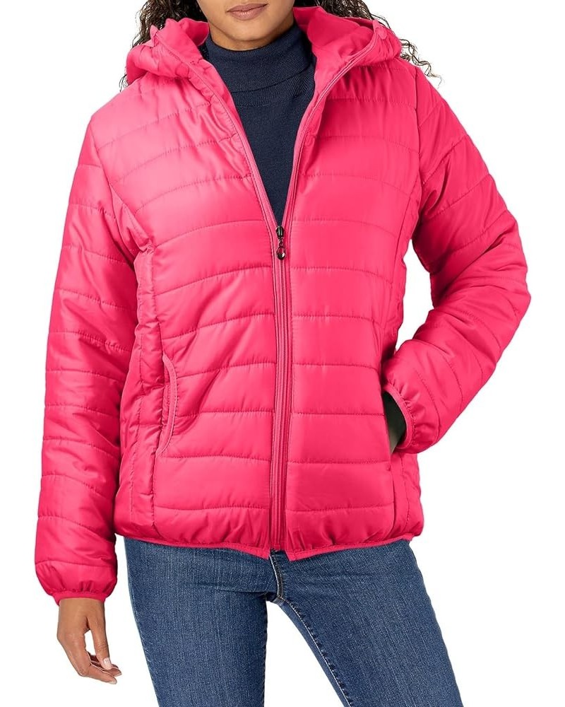 Fashion Quilted Jacket Womens Coat Outwear Solid O-Neck Warm Long Sleeve Puffer Jackets without Hood Z1-hot Pink $4.35 Jackets