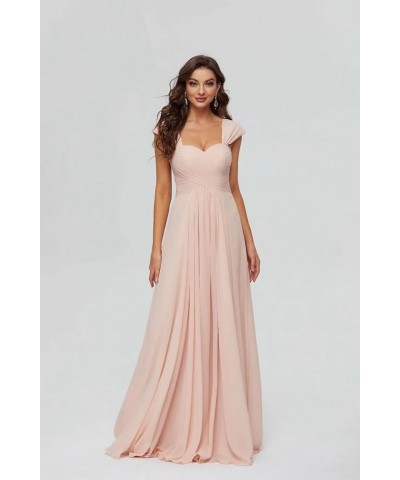 Sweetheart Cap Sleeve Bridesmaid Dresses for Women Long Open Back Chiffon Pleated Formal Party Gowns Regency $26.66 Dresses