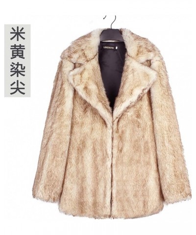 Ladies Faux Fur Coat Women's Thick Outerwear Cardigan Long Sleeves Fleece Jacket Lapel Collar Faux Fur Fluffy Coat Khaki $22....