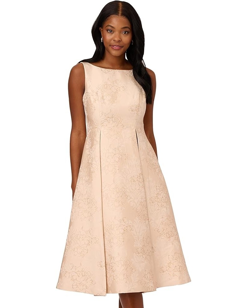 Women's Texutred Jacquard Flared Dress Ginger Biscuit $76.54 Dresses