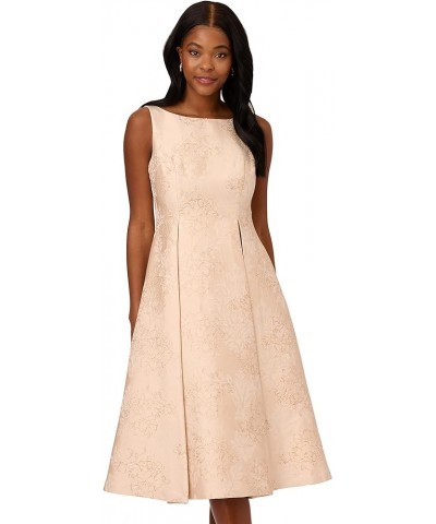 Women's Texutred Jacquard Flared Dress Ginger Biscuit $76.54 Dresses