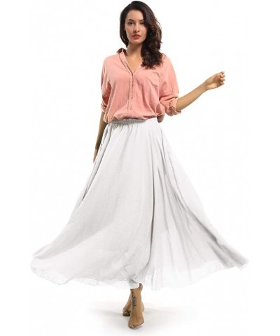 Women's Girls Casual Long Maxi Skirt Cotton Elastic Waist Boho Goth Fairy Renaissance Weekend Skirts Dress White $12.41 Skirts