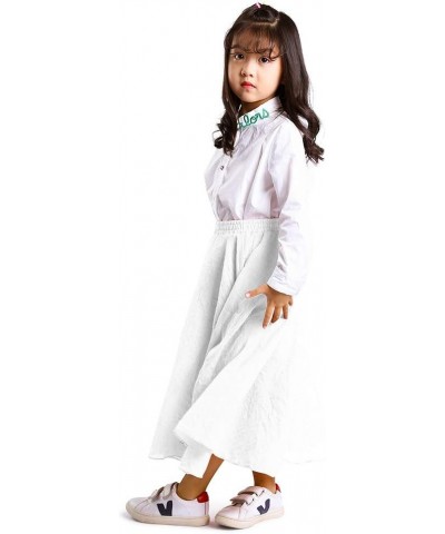 Women's Girls Casual Long Maxi Skirt Cotton Elastic Waist Boho Goth Fairy Renaissance Weekend Skirts Dress White $12.41 Skirts