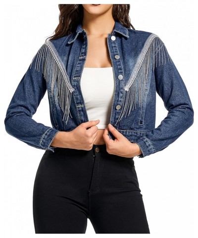 Women Denim Jacket Long Sleeve Casual Distressed Ripped Button Down Coat 05 Blue-9628 $13.53 Jackets