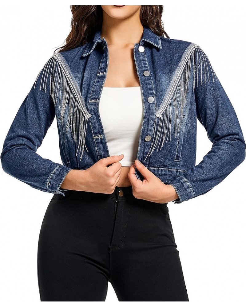 Women Denim Jacket Long Sleeve Casual Distressed Ripped Button Down Coat 05 Blue-9628 $13.53 Jackets