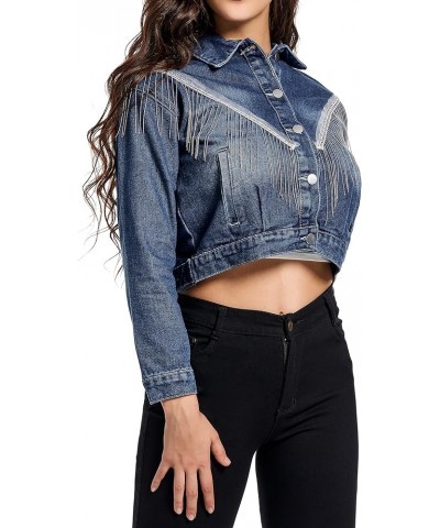 Women Denim Jacket Long Sleeve Casual Distressed Ripped Button Down Coat 05 Blue-9628 $13.53 Jackets