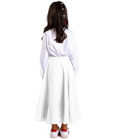 Women's Girls Casual Long Maxi Skirt Cotton Elastic Waist Boho Goth Fairy Renaissance Weekend Skirts Dress White $12.41 Skirts