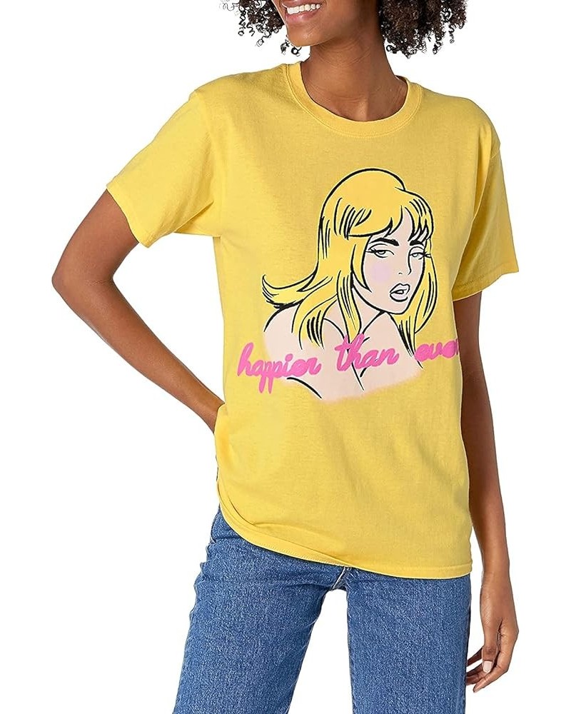 Exclusive Official Au Revoir Happier Than Ever T-Shirt Yellow $11.63 T-Shirts