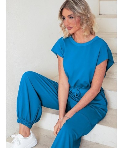 Women's Casual Sleeveless One Piece Jumpsuits Loose Open Back Workout Onesie Summer Outfits With Pockets 6-blue $15.60 Jumpsuits