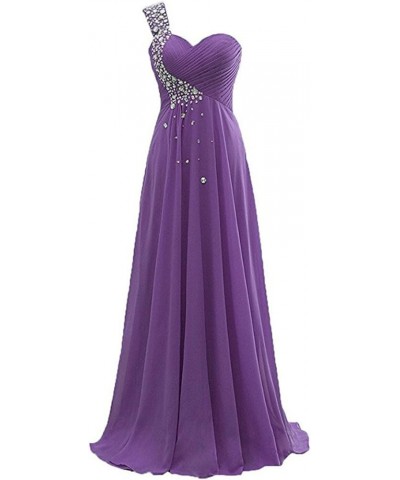 Women's One Shoulder Chiffon Floor-Length Evening Formal Prom Dresses Long Purple $36.26 Dresses