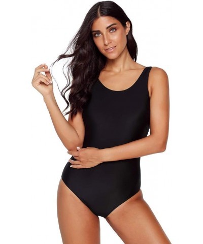 Women's Performance One Piece Criss Cross Swimsuit Sun Protection Black $12.30 Swimsuits