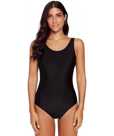 Women's Performance One Piece Criss Cross Swimsuit Sun Protection Black $12.30 Swimsuits