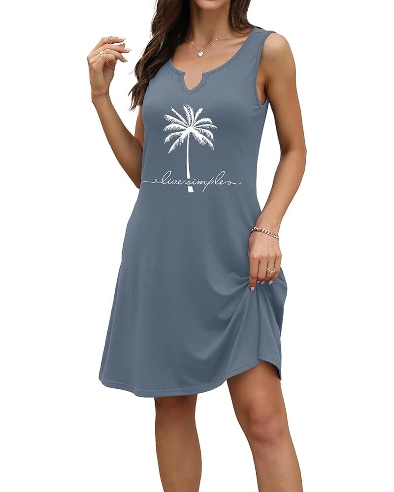 Women's Casual Sundress Sleeveless V Neck Summer Boho Beach Dress Floral T-Shirts Dress Loose Tank Dresses Cocos Blue $15.17 ...