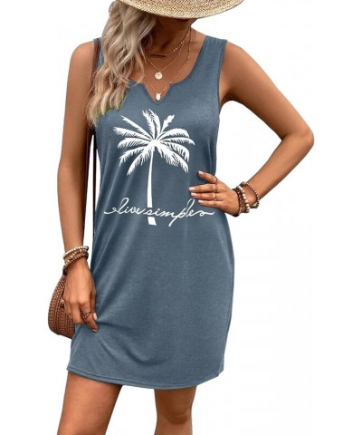 Women's Casual Sundress Sleeveless V Neck Summer Boho Beach Dress Floral T-Shirts Dress Loose Tank Dresses Cocos Blue $15.17 ...