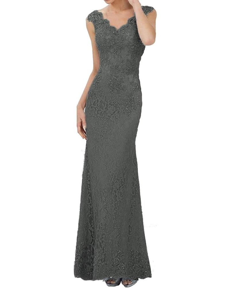 Mother of The Bride Dresses Long Evening Dresses Lace Formal Dress Beaded Mermaid Wedding Steel Grey $43.24 Dresses