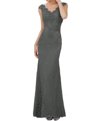 Mother of The Bride Dresses Long Evening Dresses Lace Formal Dress Beaded Mermaid Wedding Steel Grey $43.24 Dresses