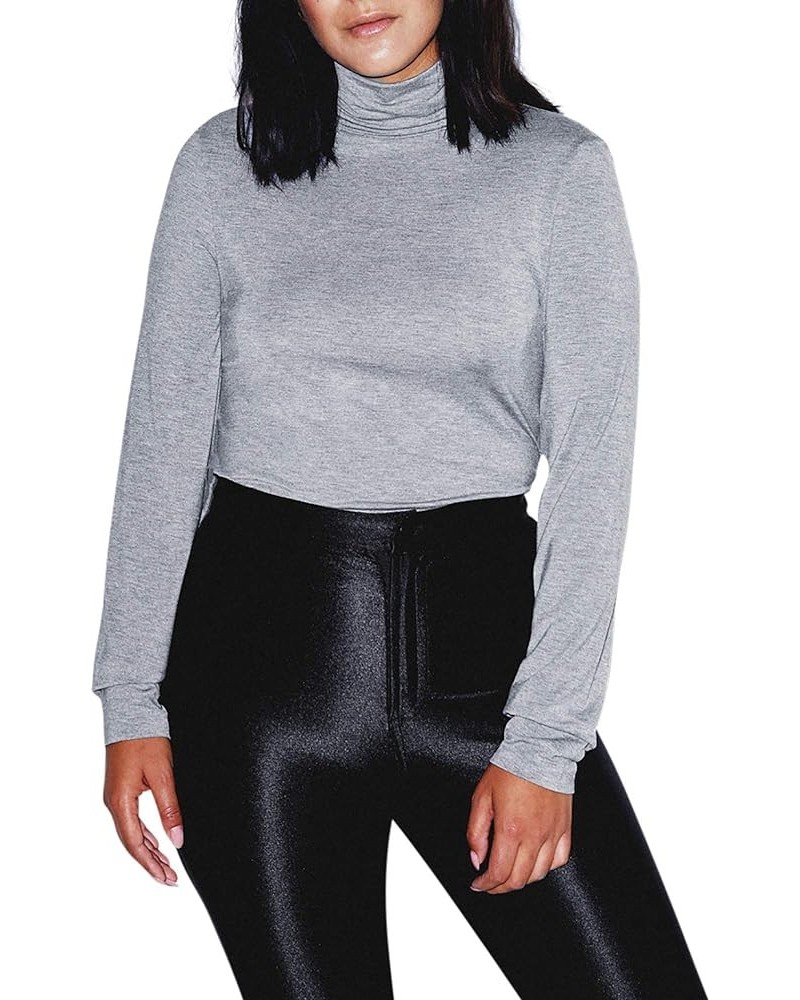 Women's Mix Modal Long Sleeve Turtleneck Heather Charcoal $11.04 T-Shirts