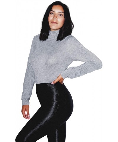 Women's Mix Modal Long Sleeve Turtleneck Heather Charcoal $11.04 T-Shirts