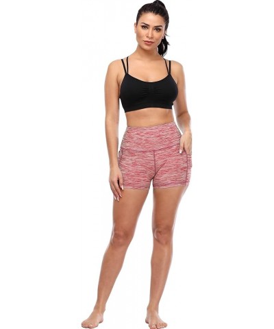 High Waist Athletic Shorts for Womens Yoga Fitness Running Shorts with Deep Pockets Pack of 2:1015 Black & Red $14.96 Shorts