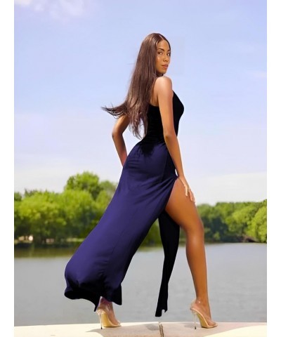 Women's Summer 2024 Sexy Double High Slit Deep V Neck Plus Size Sundresses Thigh Split Maxi Club Party Dresses Sleeveless 1na...