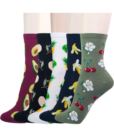 Women’s 5 Pairs Cotton Fun Panda Duck Fruits Food Birthday Designed Novelty Crew Socks Gifts Size 6-9 5 Fruits - 5 Pairs $11....