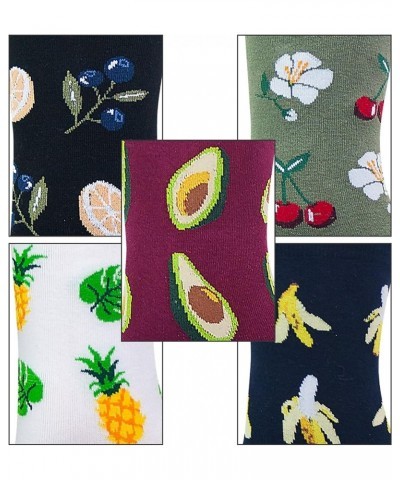 Women’s 5 Pairs Cotton Fun Panda Duck Fruits Food Birthday Designed Novelty Crew Socks Gifts Size 6-9 5 Fruits - 5 Pairs $11....