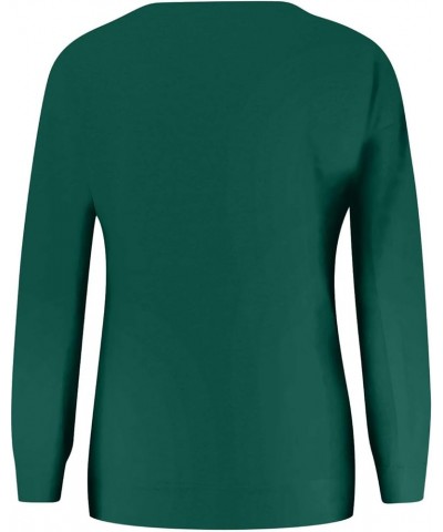 Women's Fashionable Casual St. Patrick's Day Sweatshirt with Crewneck and Long Sleeves, featuring Shamrock Print 5-army Green...